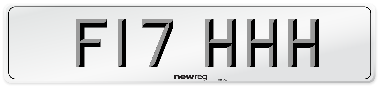 F17 HHH Number Plate from New Reg